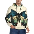 thumbnail image 2 of Pofeuu Blue Black Butterfly Art Print Mens Casual Hooded Collar Drawstring Hoodies Pullover Sweatshirts Casual Long Sleeve Shirts-XX-Large, 2 of 7