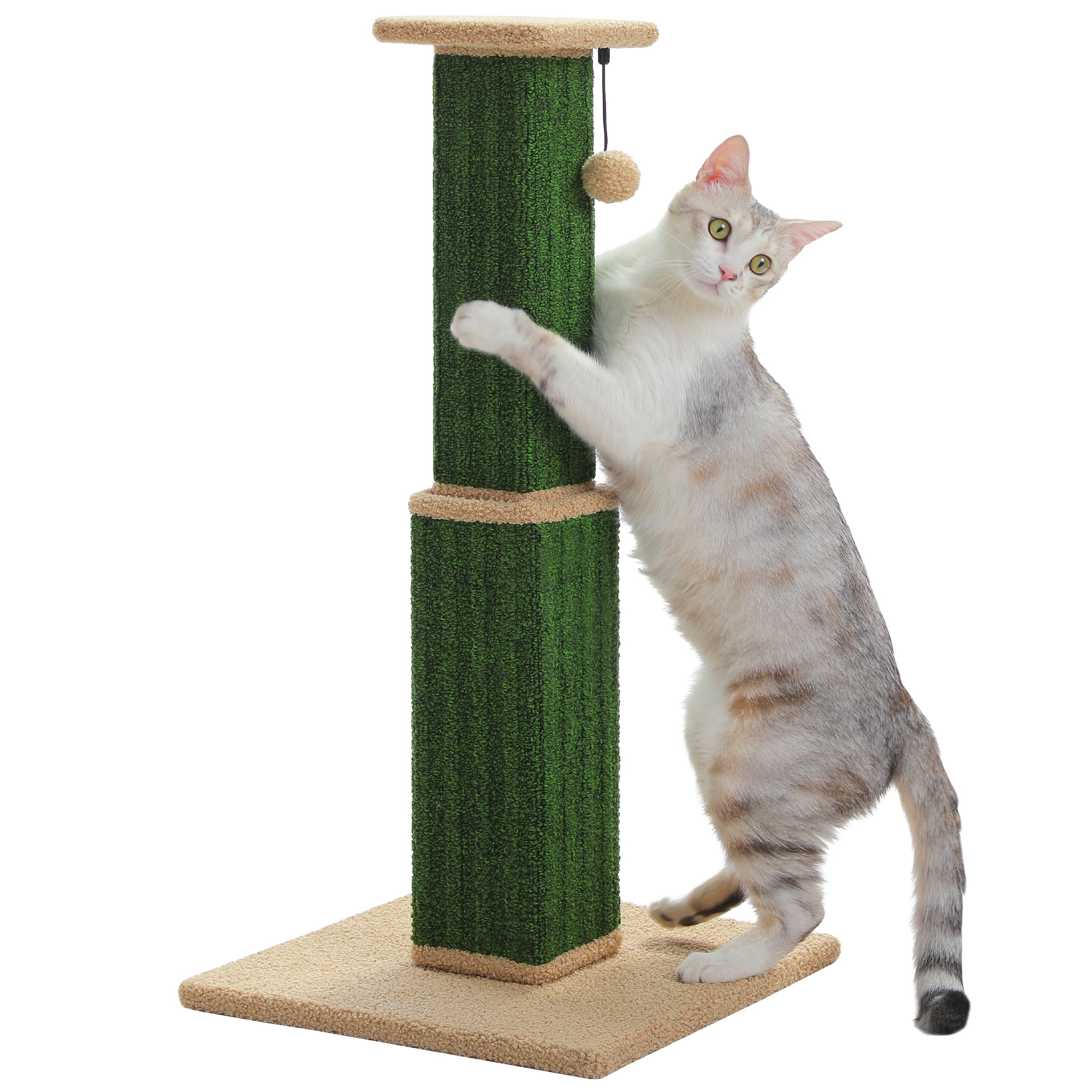 PAWZ Road 31" Cat Scratching Post Indoor Cat Scratcher with Plush Large Base, Green