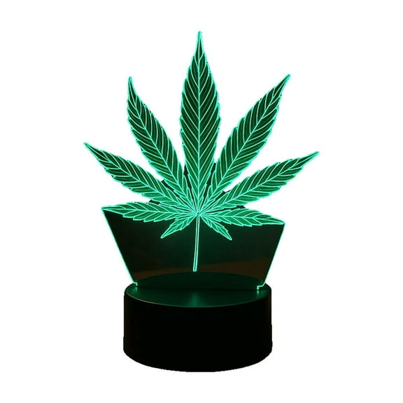 Dependable Industries 3D Marijuana Leaf Weed LED Light 7 Color Changing Table Light Night Light Optical Visual Illusion Lamp Acrylic 420
