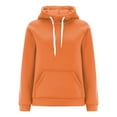 thumbnail image 2 of Htigea Women's Drawstring Hooded Sweatshirt Casual Loose Tunic Hoodies Thin Fleece Long Sleeve Pullover Tops Orange XL, 2 of 4