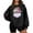 Black, variant on Womens Christmas Sweatshirts Santa Claus Print Plush Shirt Crew Neck Long Sleeve Pullover Loose Tops