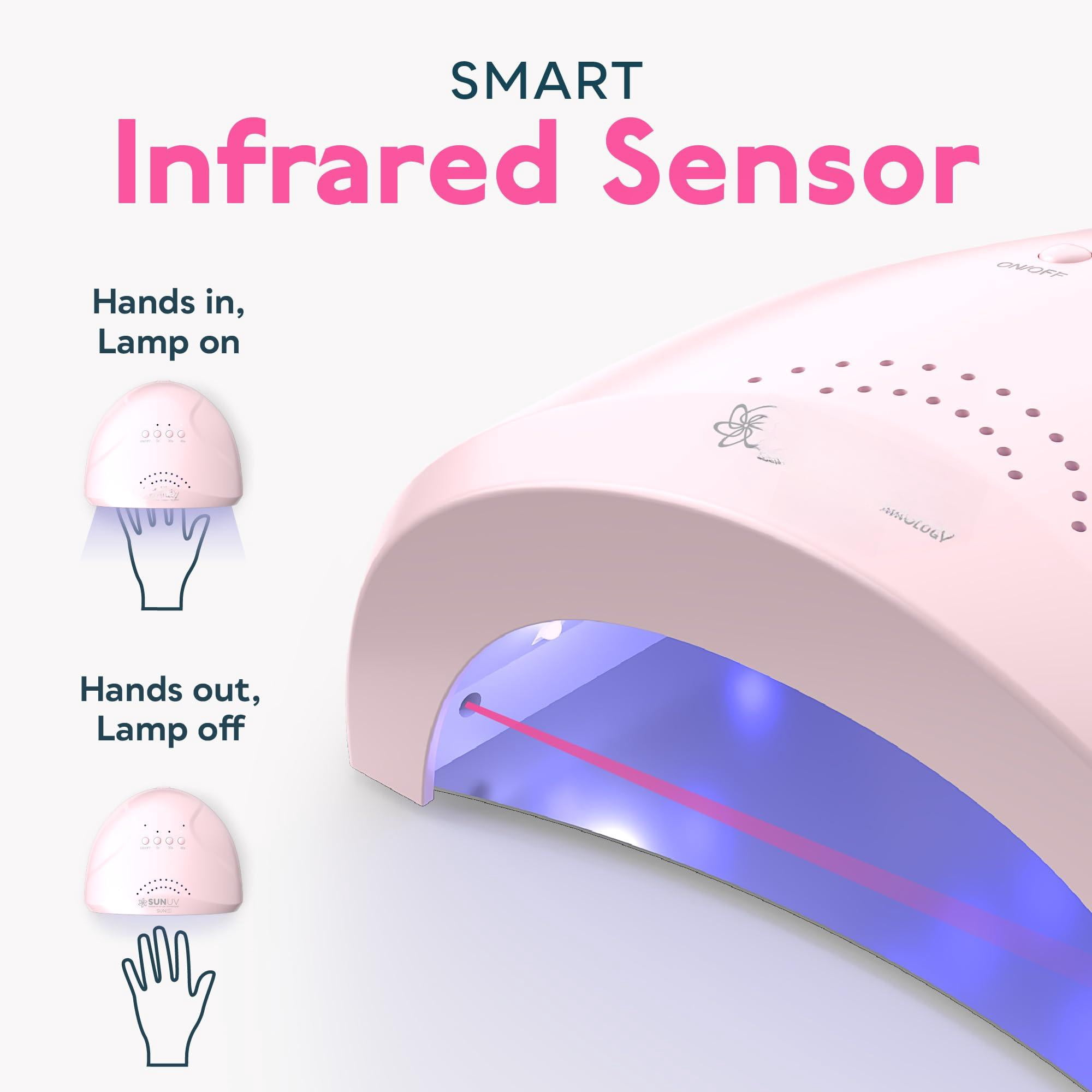 Uv Light For Gel Nails  Dryer Polish With 3 Timer Settings Professional Led Lamp Art Tools Auto Sensor Sunone Pink