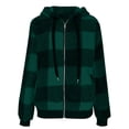 thumbnail image 5 of Women's Lightweight Plaid Shacket Fleece Lined Hooded Jacket Long Sleeve Warm Coat Casual Fall Winter Fashion, 5 of 6