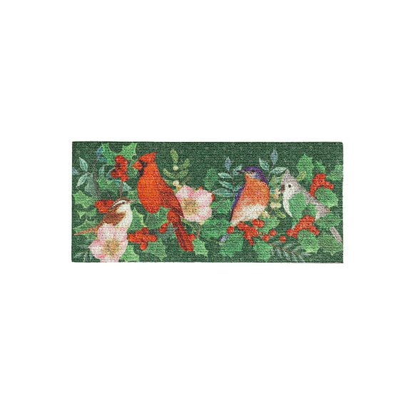 Evergreen Winter Bird Friends Sassafras Indoor Outdoor Switch Doormat 1'10"x10" Multicolored