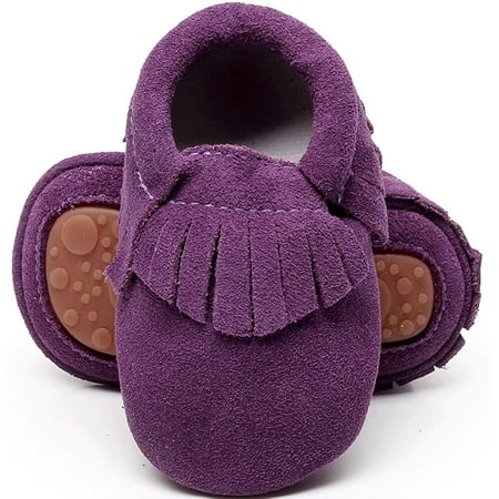 

Leather Baby Moccasins Hard Soled Tassel Crib Toddler Shoes for Boys and Girls