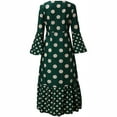 thumbnail image 5 of CEHVOM Femmes Casual V-Cou Manches Longues Évasées Boho Print Haute Robe Maxi Fendue, 5 of 5