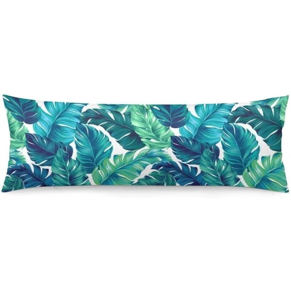 Palm Leaves Body Pillow Cover Green Tropical Leave Summer Palm Tree Leaf Long Pillowcase with Zipper Decorative Rectangle Cushion Covers Soft Large Bedding Pillow Cases for Couch,Sofa,Bedroom,20"x54"