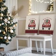 thumbnail image 3 of Christmas Truck Chair Covers Set of 8 Retro Xmas Gnome Poinsettia Leaf Line Plaid Chair Back Covers Stretch Removable Washable Slipcovers Protector for Dining Room Kitchen Party Decor, 3 of 5