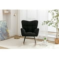 thumbnail image 2 of Ergonomic Rocking Chair with Plush Teddy Fabric & Tufted Backrest, Comfortable Nursery & Living Room Seating, Silent Glider for Adults, Soft Black, 2 of 8
