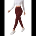 thumbnail image 2 of Leggings de Cintura Alta y Gruesos para Mujer: Pantalones de Yoga, Ciclismo y Entrenamiento con Control de Abdomen Sin Transparencias. Vino Tinto M, 2 of 8
