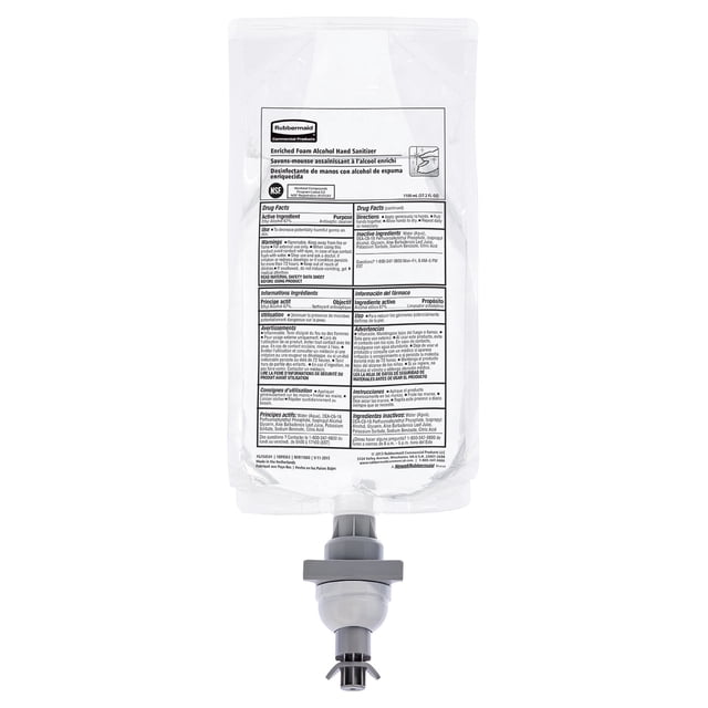 Rubbermaid Commercial Products - Recambio desinfectante de manos de espuma con alcohol AutoFoam de 1000 ml hidratante compatible con dispensadores AutoFoam y LumeCel de RCP para zonas comunes/salas
