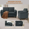 thumbnail image 3 of Soscana Modern Loveseat and Accent Chair 2 Piece Set, Small Couch Sofa Set with Wide Arms & Side Pockets, Comfy 2 Seater Sofa and 1 Seater Armchair Set for Apartment Living Room Office Studio, 3 of 7