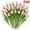 Light Pink, variant on PU Faux Tulip Stems Artificial Flower Arrangements, 13 inch, Light Pink, 20-piece