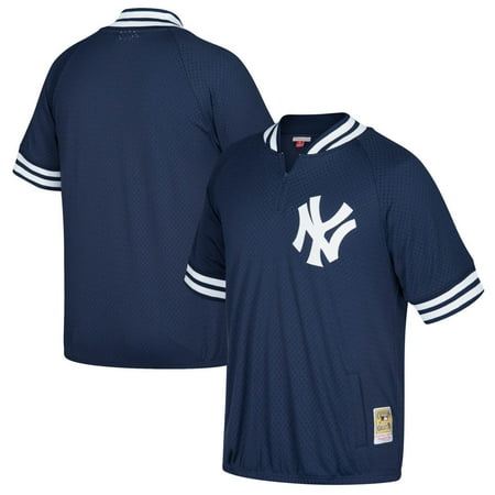 Blue Batting Practice Baseball Jersey - New York Yankees Mitchell & Ness Cooperstown Collection Mesh Batting Practice Quarter-Zip Jersey - Navy