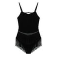 thumbnail image 6 of iEFiEL Womens Rhinestone Tassels Latin Dance Dress Tango Fringed Leotard Dress Black S, 6 of 7