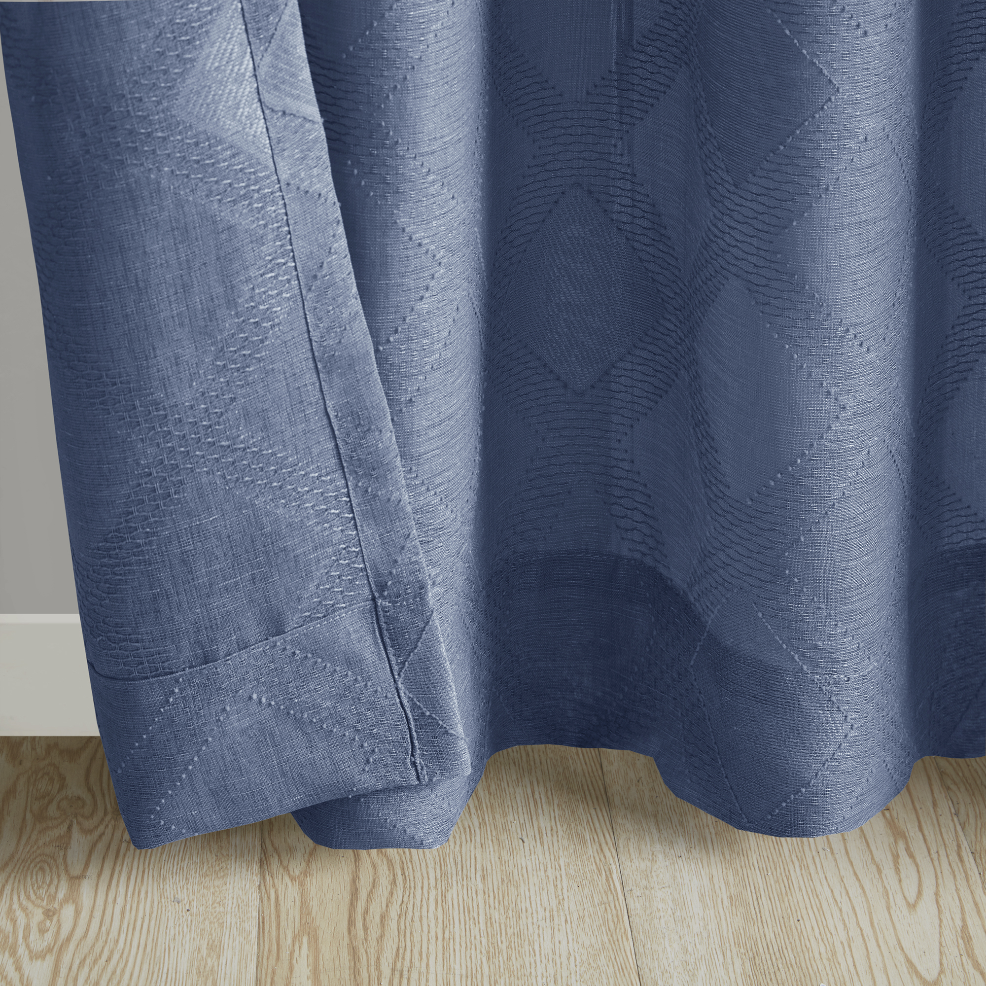 Home Essence Prism Geometric Jacquard Sheer Window Panel Single, Indigo, 54” x 96”