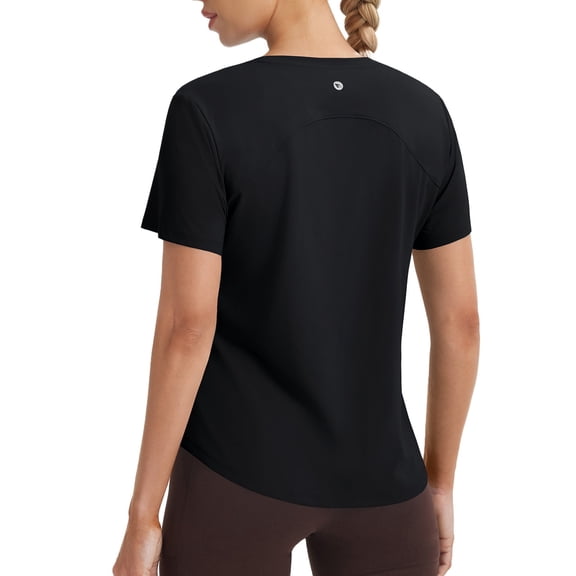 BALEAF Ice Cooling Athletic Shirts for Women UPF 50 Workout Tops Running Short Sleeve for Women Tennis Breathable Quick Dry Moisture Wicking Stretch Loose Fit Gym Black L
