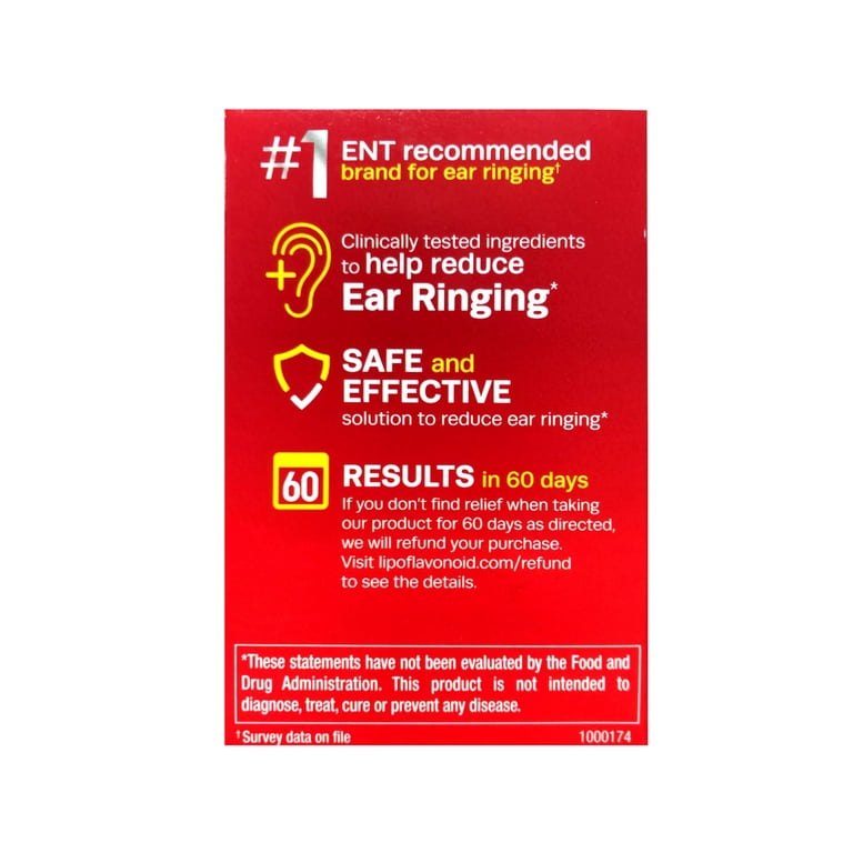 Lipo Flavonoid Ear Ringing Relief Supplement, Clinically Tested  Ingredients, 100 Caplets (pack of 3)