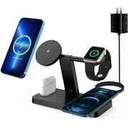 4 in 1 Fast Wireless Charger with PD18W-adapter, Fast Magnetic Wireless Charging Station for iPhone 13 12 Pro Max