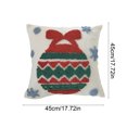 thumbnail image 3 of xihome Funda de cojn bordada con rbol de Navidad y campanas, 45x45 cm, 100% polister. Decoracin navideña para sof o cama en la sala de estar., 3 of 6