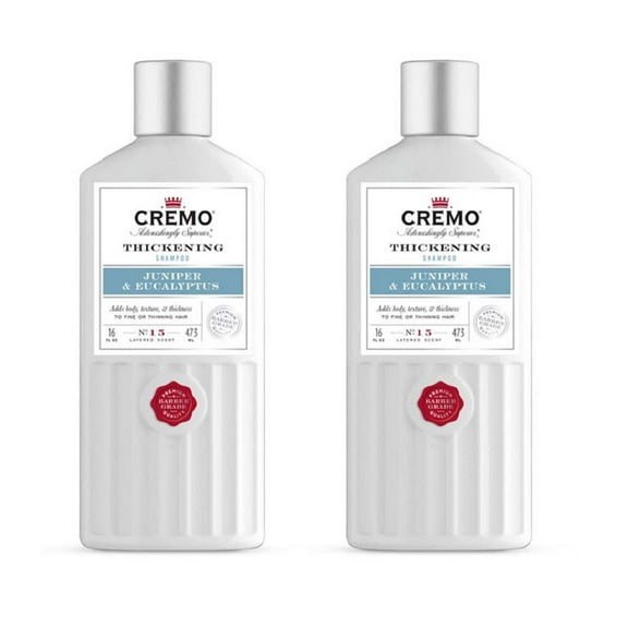 Cremo Barber Grade Juniper & Eucalyptus Thickening Formula for Fine or Thinning Hair, eucalyptus, juniper, eucalyptus, 16 Fl Oz (2-Pack)