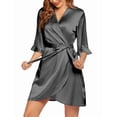 thumbnail image 2 of Avidlove Women's Satin Robe Ruffle Sleeve Short Belted Kimono Bathrobe Lingerie Bridesmaids Sleepwear, 2 of 6