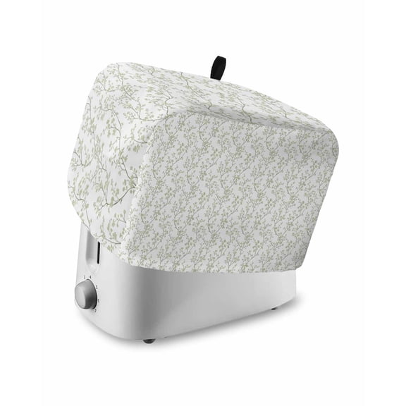 Sage Green Botanical Toaster Cover 2 Slice, Plant Flower Floral Tree Branch Dustproof Bread Machine Oven Cover with Storage Pockets, Fits Most Kitchen Toasters Protector
