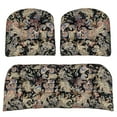 thumbnail image 2 of Pack of 3 Wicker Chair Cushions, Waterproof Outdoor Loveseat Cushions for Patio Furniture, 3 Pieces Wicker Furniture Cushions, 1 Loveseat and 2 U-Shaped Cushions, Black Flower, 2 of 10