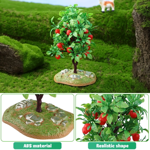 HONITANO 2Pcs Artificial Apple Trees for Dioramas and Micro Landscapes Plastic Small Tree Models
