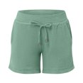thumbnail image 4 of Women's Double Layered Pleats Maternity Shorts Underbelly Drawstring Elastic Waist Cotton Shorts With Pockets Summer Cute Beach Casual Shorts, 4 of 5