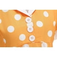 thumbnail image 5 of Dress for Women Polka Dot Short Sleeve Stand Collar Tiered Hem Maxi Dress with Sash Yellow XXL, 5 of 5