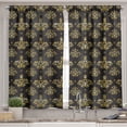 thumbnail image 2 of Ambesonne Yellow Damask Valance & Curtain, Royal Venetian, 55"x30", Charcoal Grey and Yellow, 2 of 7