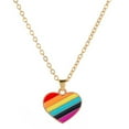thumbnail image 7 of Eoperou Women Necklace Smooth Heart Striped Rainbow Pendant Adjustable Length Stainless Alloy Choker Necklace Neck Decoration Jewelry Birthday Gift, 7 of 7