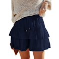 thumbnail image 1 of Pantalones cortos Aoudery Flowy para mujer con volantes, pantalones cortos con volantes, azul marino, 1 of 6