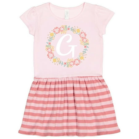

Inktastic G Monogram Alphabet Letter Rose Floral Wreath Gift Toddler Girl Dress