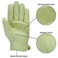 thumbnail image 4 of Work Gloves Cowhide Leather Gloves Reinforced Durable Construction, Hand Tools, Driving, Forest, Gardening Work Safety Gloves Bone White-L, 4 of 9