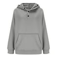 thumbnail image 3 of Lenago Womens Hoodies Winter Long Sleeve Button Collar Drawstring Pullover Tops Sweatshirt, 3 of 8