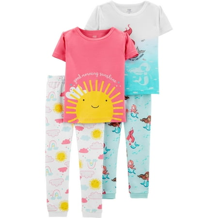 Cotton Skort Girl - Child of Mine by Carter's Short sleeve cotton tight fit pajamas, 4pc set (baby girls)