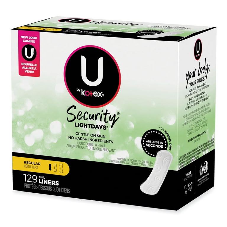 U by Kotex Security Lightdays Liners, Unscented, 129/Pack U by Kotex Security Lightdays Liners, Unscented, 129/Pack