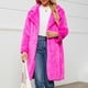 thumbnail image 5 of Chaqueta de abrigo larga y cálida para mujer, de invierno, lisa, con cuello vuelto, 5 of 8