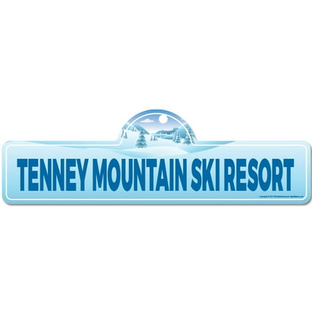 Tenney Mountain Ski Resort Street Sign | Indoor/Outdoor | Skiing, Skier, Snowboarder, Décor for Ski Lodge, Cabin, Mountian House | SignMission personalized