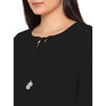 thumbnail image 4 of eloria Women's Midi Dress Bell Sleeve Key Hole Tie Neck Summer Dress Size: XS | Color: Black, 4 of 5