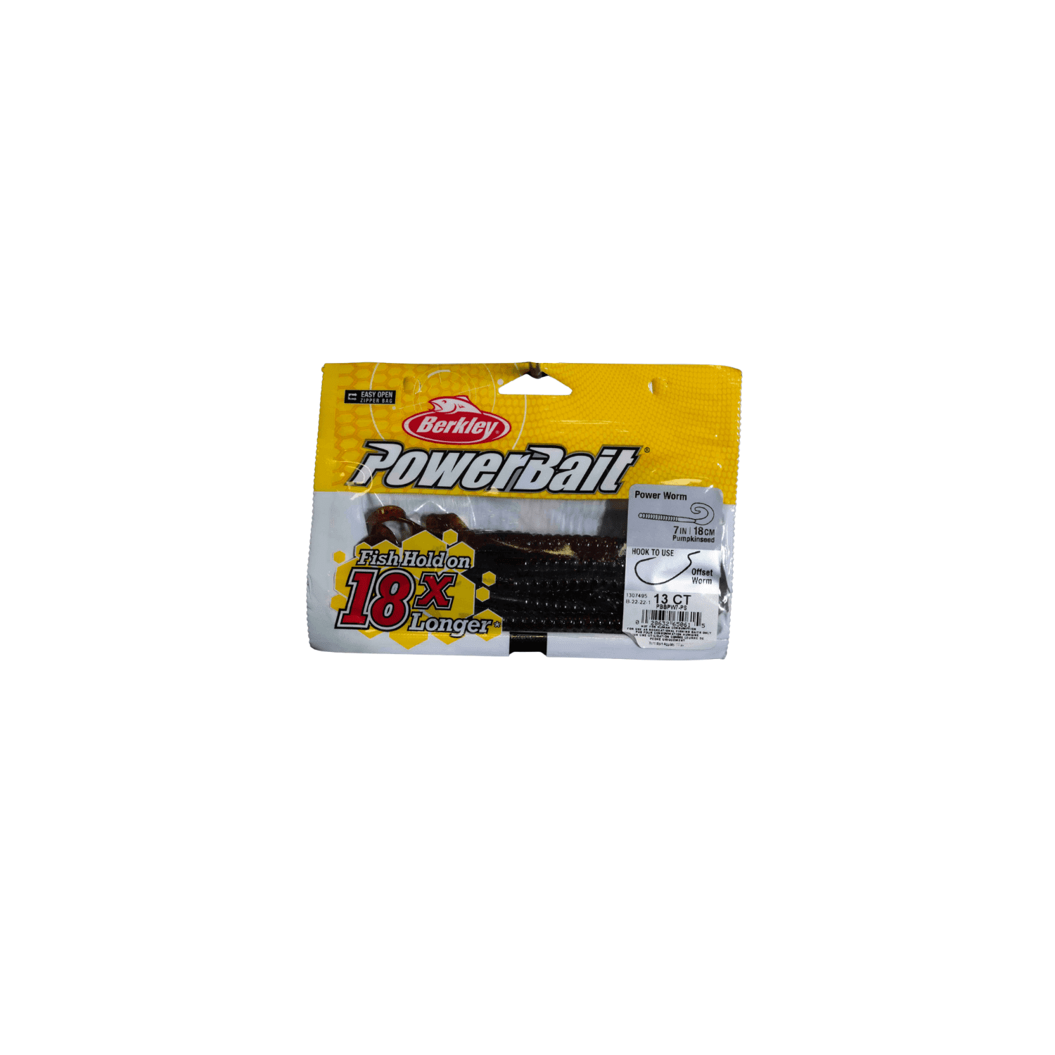(2 pack) Berkley PowerBait® Power Worm Fishing Bait, Pumpkinseed, 7in