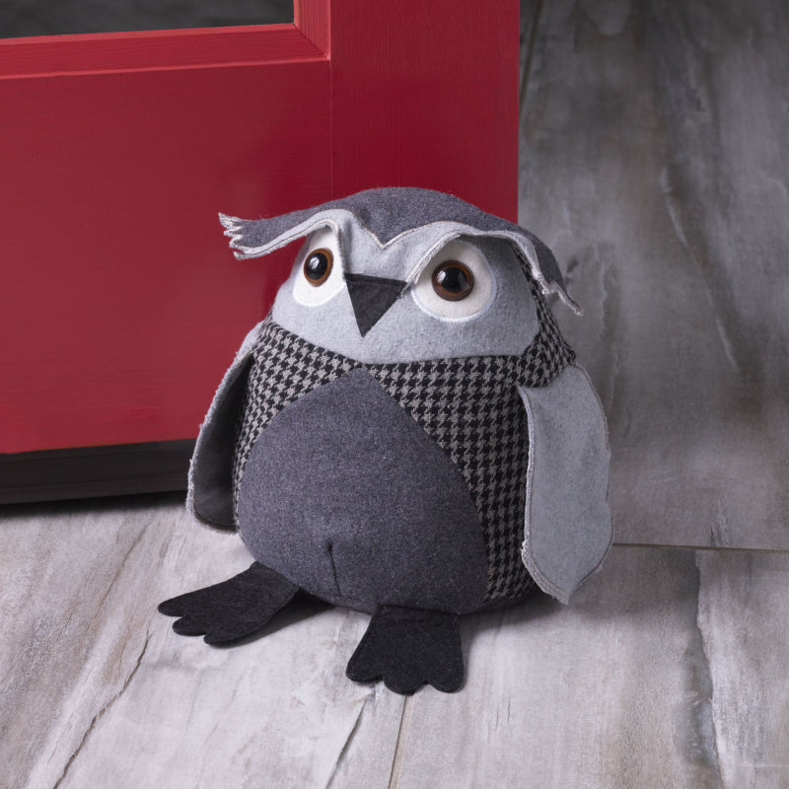 Elements Decorative Polyester Door Stopper Gray Owl 8-Inch 