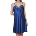 thumbnail image 4 of ZZwxWA Women Satin Nightgown Lace V Neck Pjs Dress Lingerie Dress Loose Sleepwear Womens Mini Slip Chemise Nightwear Night Dress, 4 of 6