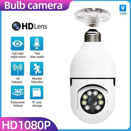 

V380 360 Degree LED Light 1080P Wireless Panoramic Home Security WiFi CCTV Fisheye Bulb Lamp IP Camera Two Ways Audio E27 Camera