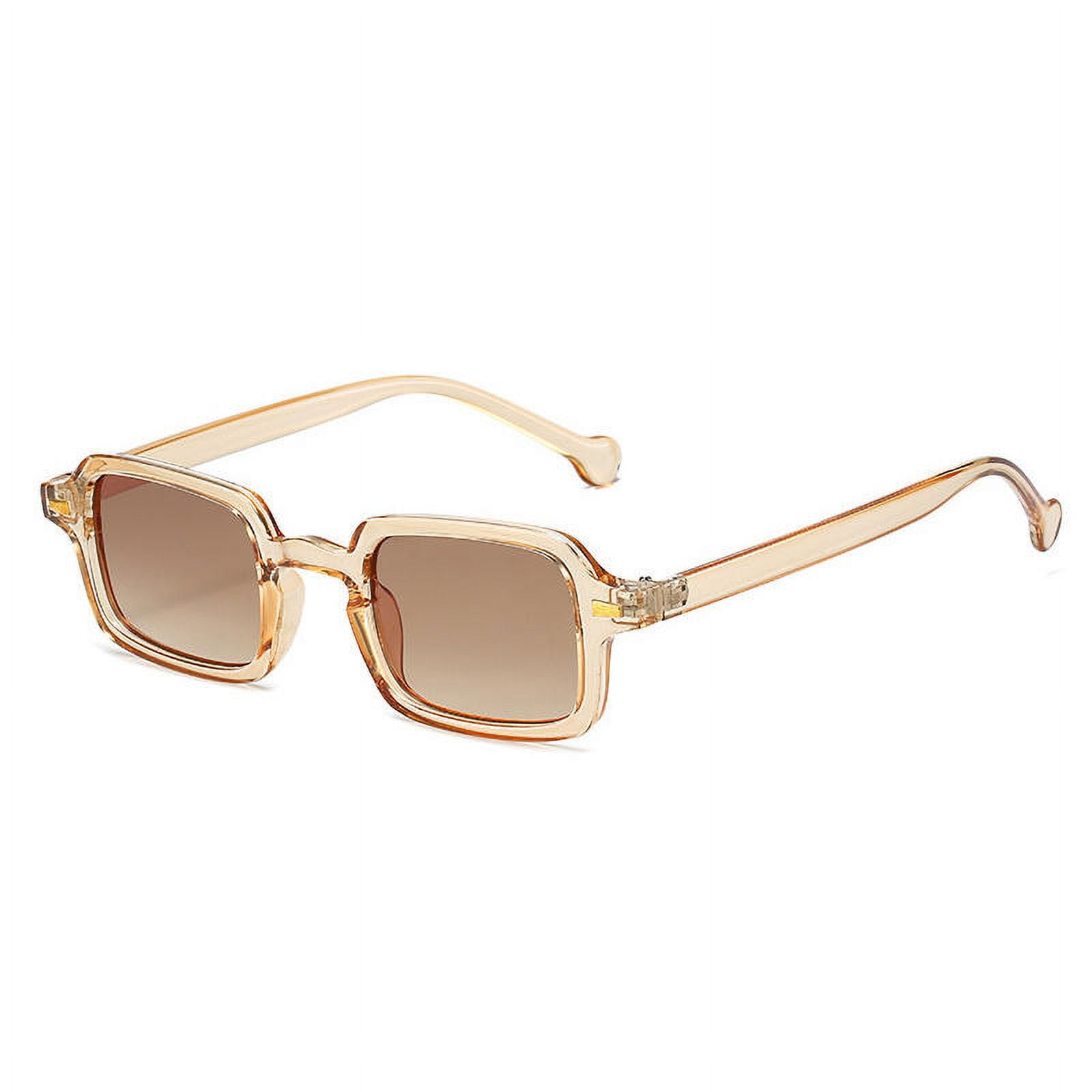 YUANOU 2023 NEW Fashion Square Sunglasses Women Men Retro Rivets Decoration Gradient Shades UV400 Protection Sun Glasses Casual Goggles Champagne tea