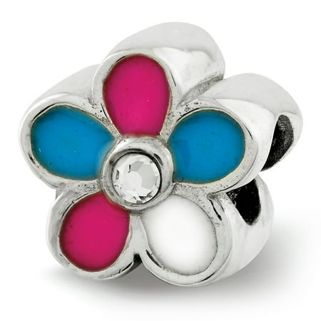 Enamel Sterling Silver Flower Beads - Lex & Lu Sterling Silver Reflections Kids Enameled Flower Bead
