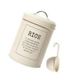 thumbnail image 1 of Rustic White Metal Kitchen Food Storage Tin Jar 3L Food Flour Storage with Scoop RICE, 1 of 8