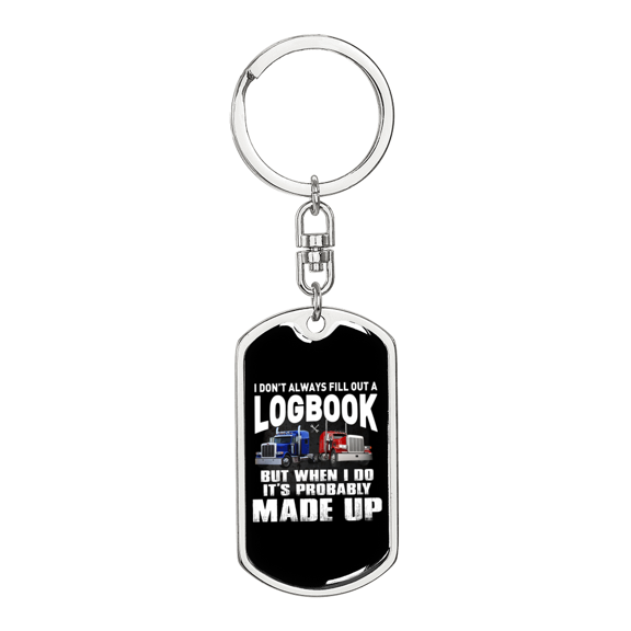 Logbook Driver Swivel Trucker Keychain Dog Tag Stainless Steel or 18k Gold